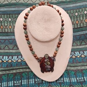 Handcrafted By LEE SANDS Turtle Pendant Necklace